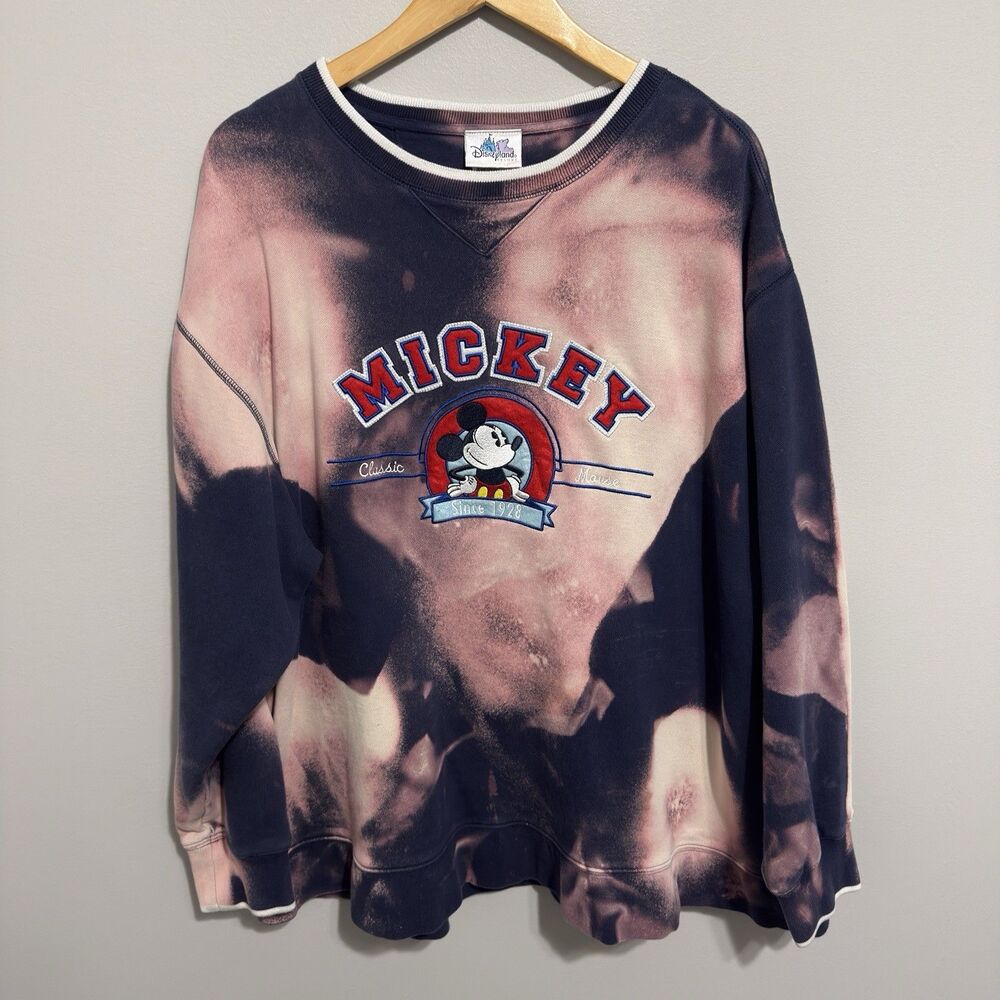Vintage 90s Disney Mickey Mouse Tie Dye Crewneck Sweatshirt Size 2XL Rare
